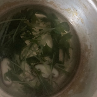 スープジャーレシピ♪水菜と椎茸のスープ